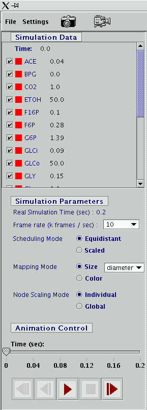snapshot of parameter panel (simulation parameters)
