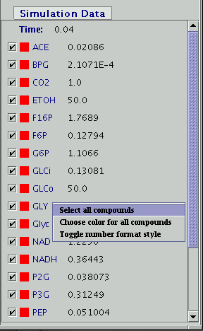 snapshot of parameter panel (data entries)